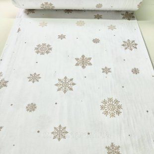 Фланель F - №207327 АЖУРНА СНІЖИНКА БЕЖЕВА фон білий 2776765233 фото