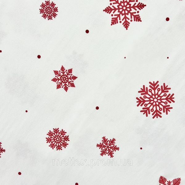Фланель F - №207327 АЖУРНА СНІЖИНКА ЧЕРВОНА фон білий 2776767440 фото